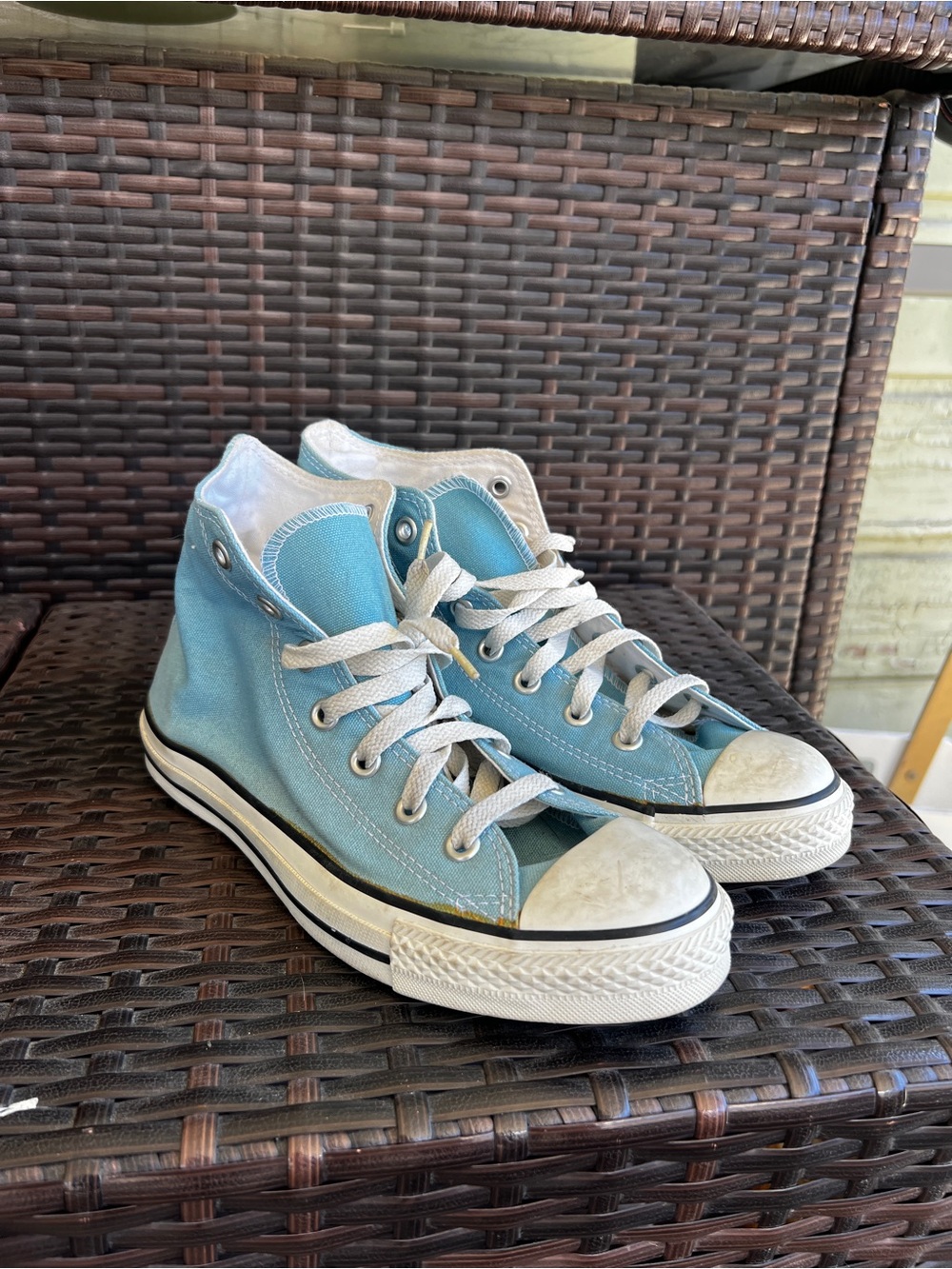 Converse Light Blue and White High-Top Sneakers